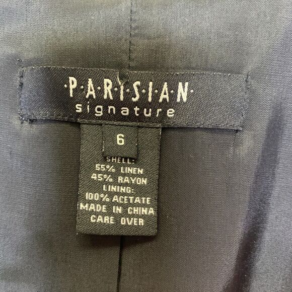 Womans Parisian Signature Linen Blend Blazer Floral Dark Academia Artsy Size 6 - Picture 8 of 13